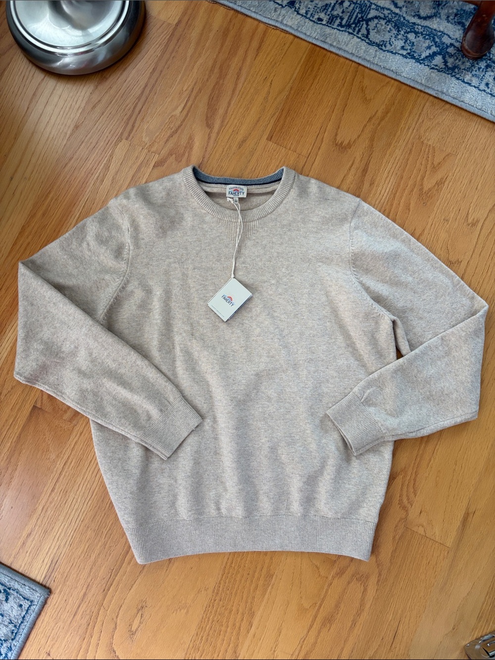 Faherty Men's Jackson Crewneck Sweater NWT size large beige/tan Heather